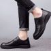 Euro Step Men's Casual Leather Trendy Versatile British Style Business Breathable Soft Sole Black Lace-up Work Shoes_voghion.com