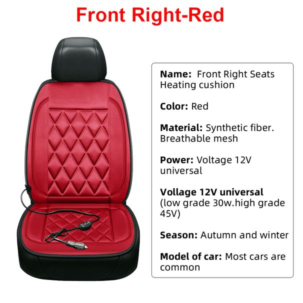 12V Cushion Covers Winter Seat Heater Car Accessories Heating Pads Universal Available In Black Red_voghion.com