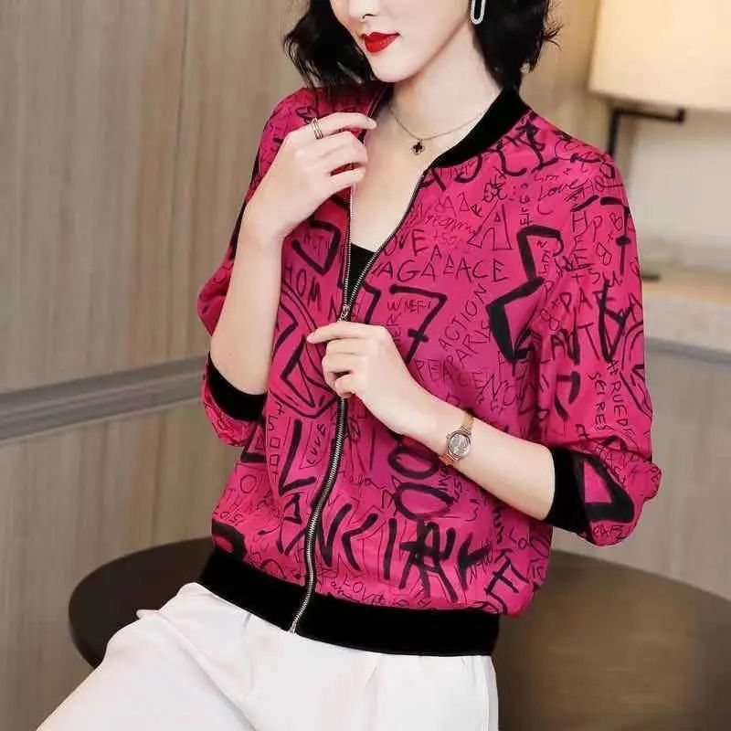 Elegant Print Chiffon Summer Jackets Women Long Sleeve Thin Chaqueta 5XL Oversize Sun Protection Cardigan Spring Bomber_voghion.com
