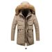 Winter thick youth brown solid color composite zipper digging bag casual cotton clothing_voghion.com