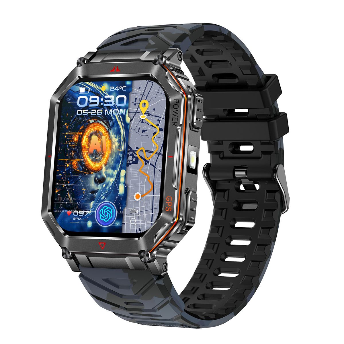KR92 Smartwatch GPS Positioning AI Dial CHAT GPT Voice Assistant LED Light Altitude Pressure Compass_voghion.com
