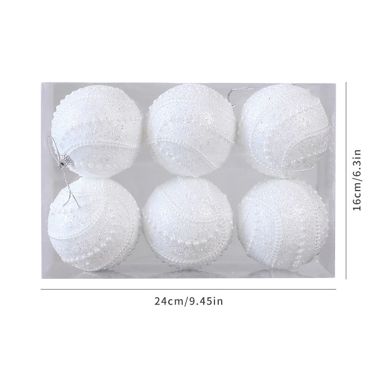 Pearl & Glitter Christmas Ball Ornaments – 8CM Foam Hanging Decor For Tree, Home & Party (Red/Gold/White, 6-Pack)_voghion.com