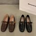 Women's flat square toe small leather shoes_voghion.com