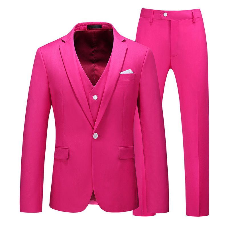 Costume trois pièces pour homme, coupe slim, grande taille, tenue de travail formelle pour garçons d'honneur_voghion.com