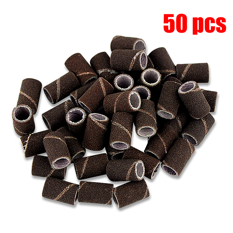 50pcs/Set Circle Dremel Rotary Nail Drill 80#/120#/180# Grit Bands Machine Bits Manicure For Abrasive Sleeves Tools Sanding Drum_voghion.com