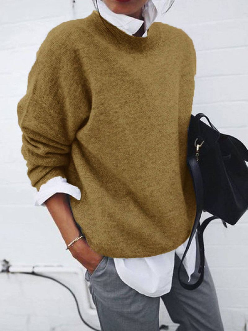 Women Shirt Collar Knitted Two-piece Fashion Splicing Jumper Autumn Winter New Long Sleeve Pullover Knitted Sweater Female_voghion.com
