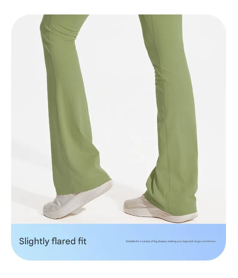 NOKO Sports 7A Antibacterial Wide-leg Tights Nude Hip-lifting Yoga Flared Pants Women's Dance High-waisted Flared Casual Sports Pants_voghion.com