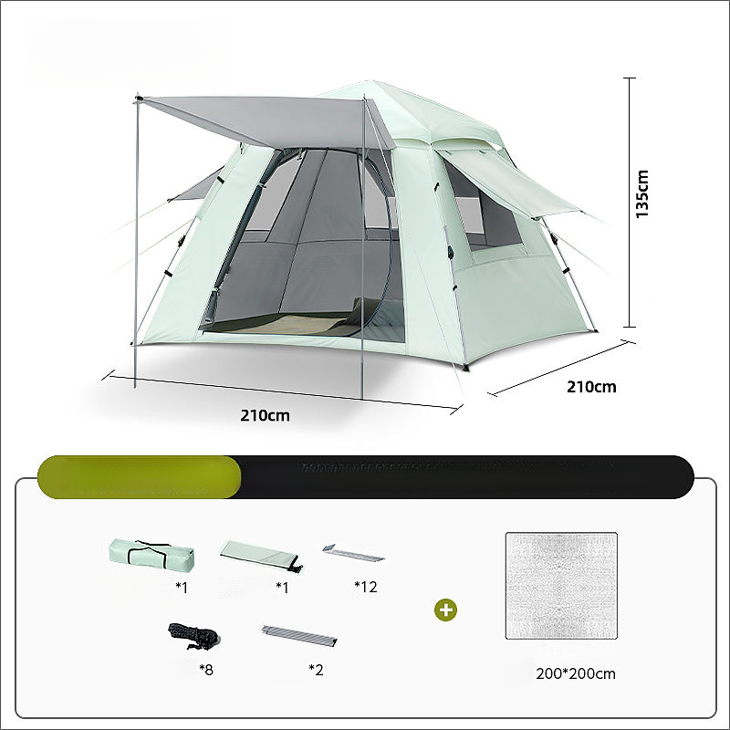 Quick Tent Outdoor Folding Portable Rainproof No-Setup Canopy 2-in-1 Overnight Camping Gear Set_voghion.com