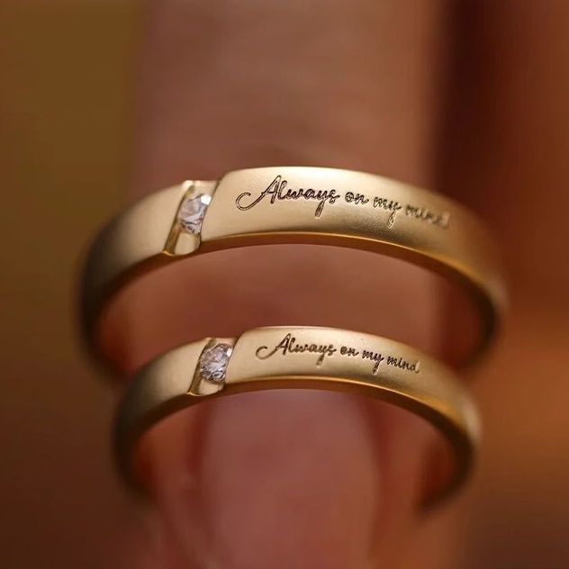 Anelli di fidanzamento simulati con moissanite color oro, design di coppia, senso di nicchia, poesia, per donne_voghion.com
