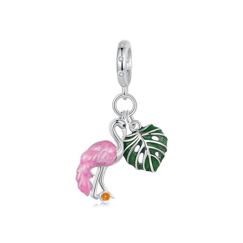 Charm-Anhänger mit Flamingo-Monsterblatt_voghion.com