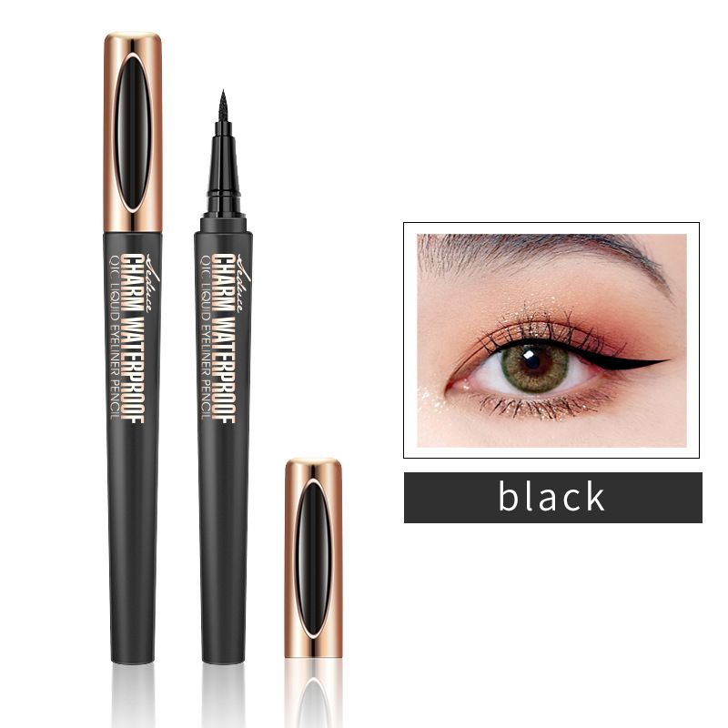QIC Flüssigkeit wasserfest, ölbeständig, verwischt nicht, kühles Schwarz, Eyeliner-Stift ist glatt, wasserfest und schön_voghion.com