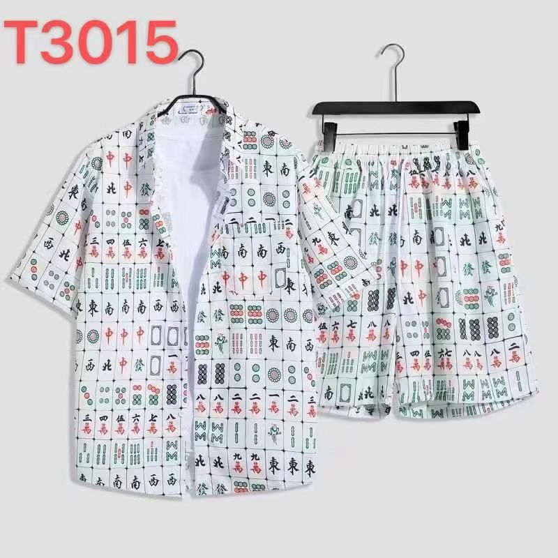 New Men's Casual Suit, Men's Quick-drying Beach Suit, Men's Short-sleeved Floral Shirt, Beach Shorts, Couple Matching Two-piece Set_voghion.com