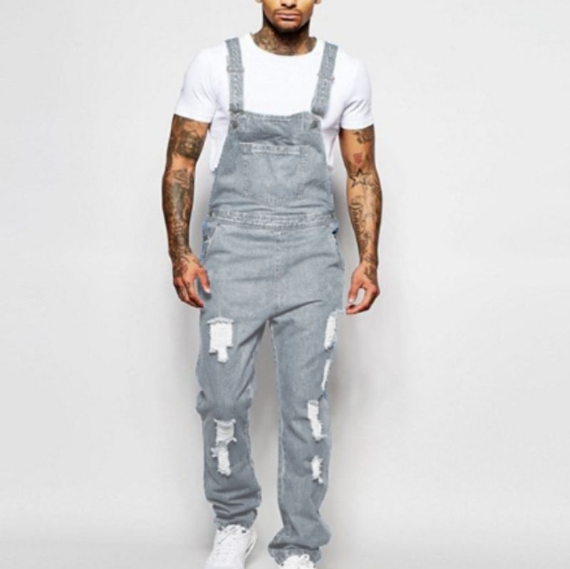 Salopette in denim da uomo effetto used - Stile da lavoro vintage_voghion.com
