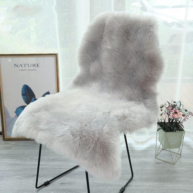 New Solid Color Imitation Wool Carpet Sofa Cushion Chair Cushion Bedroom Living Room Bay Window Mat Mat Sheepskin Mat (size: 60*100cm)_voghion.com