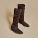Autumn And Winter Hot Long Boots For Women, Frosted Suede Pile Boots, Thick Heel, Square Toe, Straight Legs, Retro Pile Boots_voghion.com