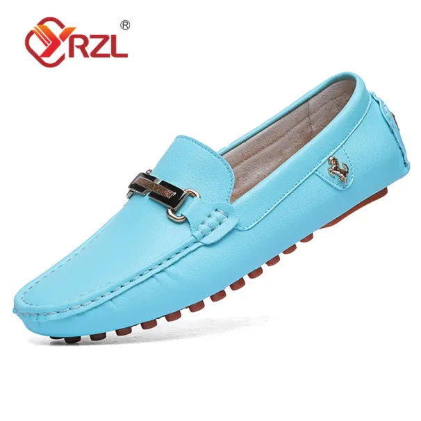 YRZL Herren Handgemachte PU Leder Casual Driving Flats Slip-on Urious Bequeme Mokassins Weiße Loafer Schuhe Herren_voghion.com
