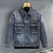 Men's Vintage Denim Jacket With Cat Paw Design - High Street Fashion, Retro Style, Oversized Fit For Casual Streetwear_voghion.com
