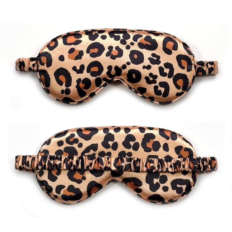 Masque de sommeil de luxe imprimé léopard - Cache-yeux double face en satin pour femmes et voyageurs (100 % occultant, respirant et sangle réglable)_voghion.com