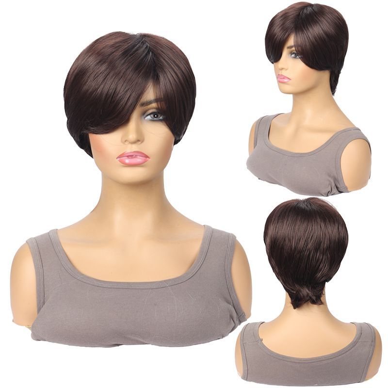 Parrucche sintetiche con clip, nuove parrucche alla moda in fibra chimica da donna, capelli corti e lisci, con riga laterale, parrucca in seta ad alta temperatura_voghion.com