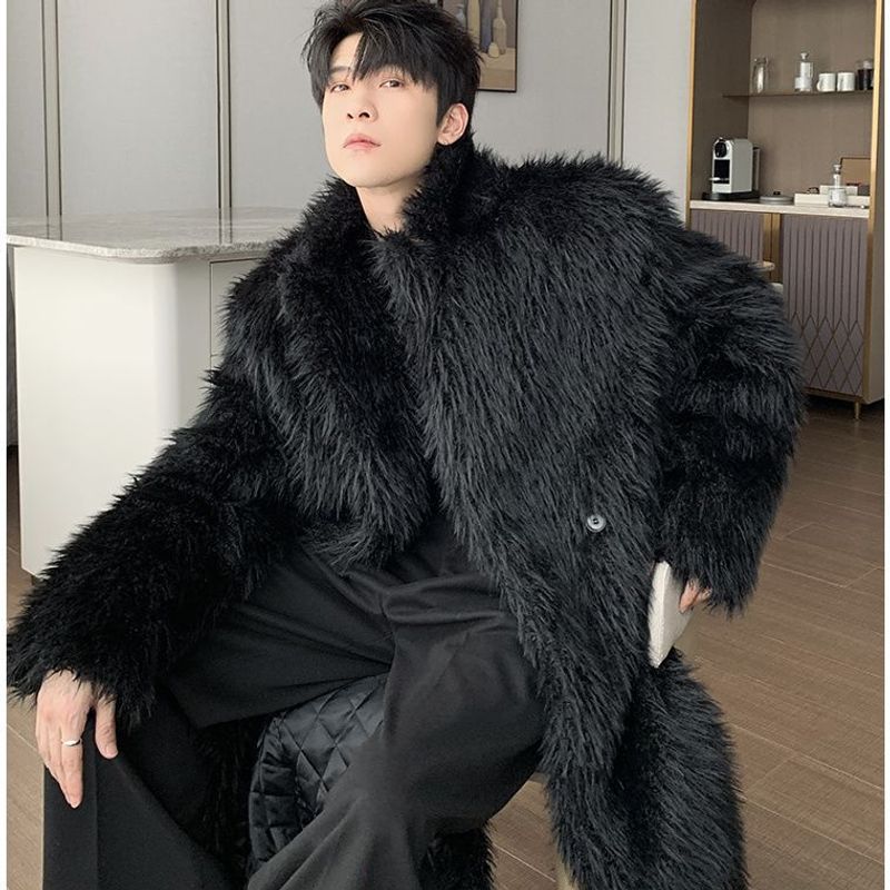 Herrenbekleidung Herren Herbst und Winter neue Mode Ledermantel Fuchs Wintermantel dicke warme Pelz Windjacke_voghion.com