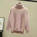 Women's Clothing Autumn And Winter New Thickened Solid Color All Matching Mink Pullover Sweater Women's Turtleneck Loose Wear Bottom Knitwear_voghion.com
