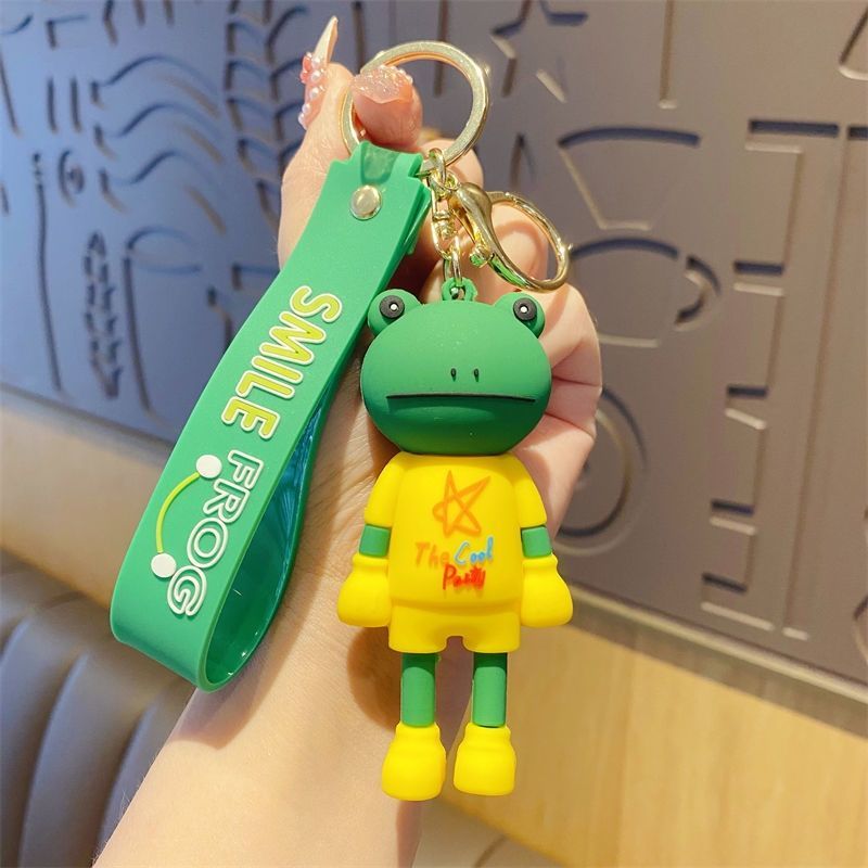 Internet celebrity cartoon trendy cool frog cute couple keychain, backpack car key pendant, gift_voghion.com