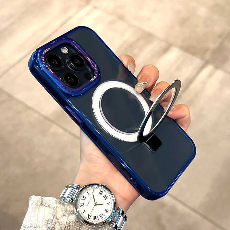 [Hot sales]Suitable For  15 Pro Phone Case Magnetic Suction Bracket For  14 Pro Max Transparent Acrylic 13 Pro Anti-fall Net Red 14 Advanced Metal 15_voghion.com