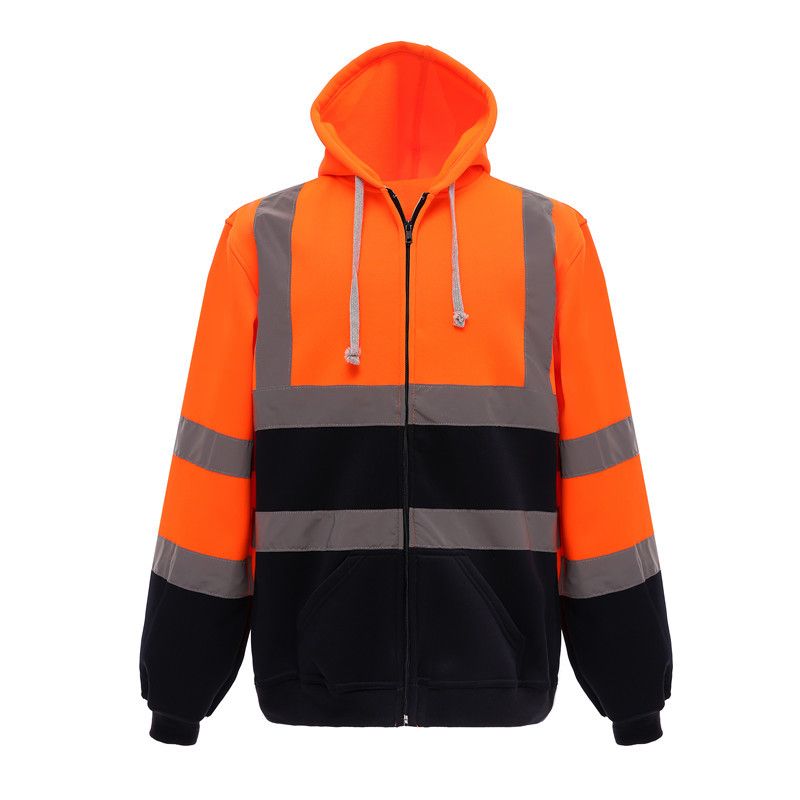 Men's Clothing Workwear Construction Zipper Reflective Sweater Jacket Men's Autumn And Winter Fleece Warm Reflective Clothing_voghion.com