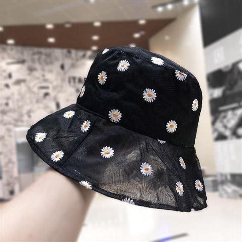 Lace Little Daisy Fisherman Hat Children Light Summer Sunscreen Moisture Breathable Sunshade Basin Hat_voghion.com