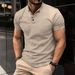 Men's Premium Cotton Blend Polo Shirt – Classic Henry Collar, Breathable & Stylish For Summer Casual & Sports_voghion.com
