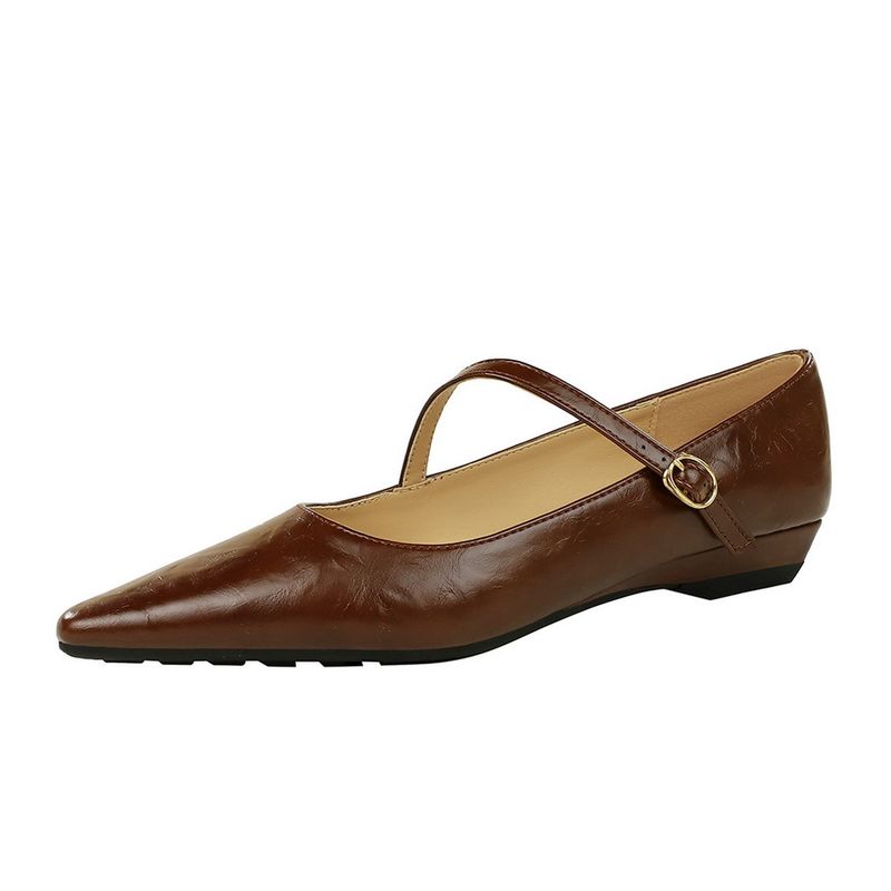 3683-12 Versión coreana, zapato sencillo con tacón plano, cómodo, punta baja, tacón bajo y puntiagudo, agarre versátil._voghion.com