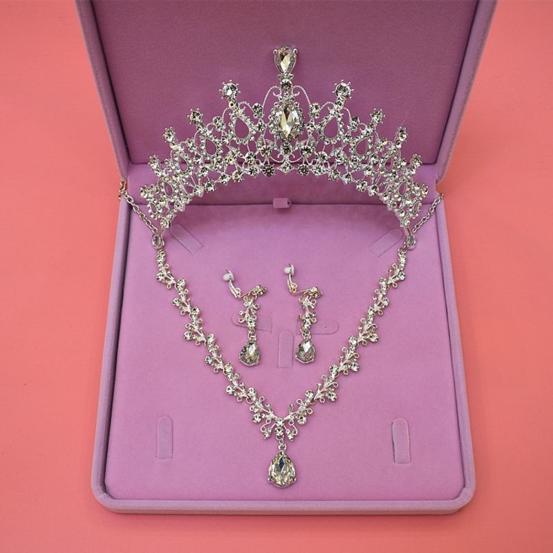 Ensemble de bijoux de mariée, couronne, collier, boucles d'oreilles, collier de mariée, diadème, accessoires de robe de mariée, coffret cadeau, nouvelle collection_voghion.com