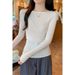 European Style Autumn Korean Version Round Neck 6 Wool Solid Color Casual Long Sleeve Soft Knitted Base Shirt Top_voghion.com
