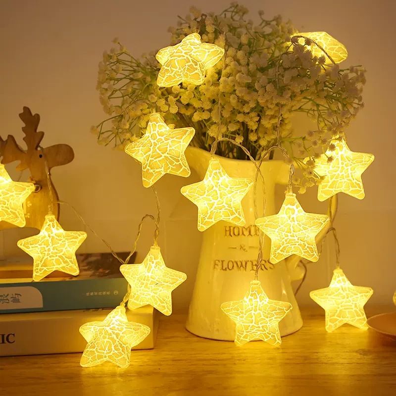 LED Christmas Cracked Star & Egg String Lights, Battery/USB Powered Decorative Fairy Lights For Holiday, Party, Home, Kids Room - 1.5M/2M/3M/6M, Multi_voghion.com