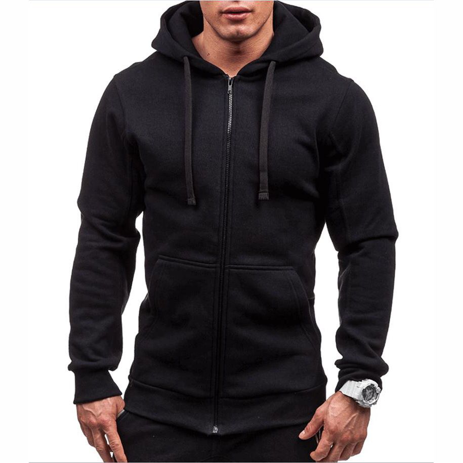 Felpa con cappuccio casual da uomo con cerniera e vestibilità comoda - Pullover leggero per primavera e autunno - Disponibile in diversi colori e taglie (M-3XL)_voghion.com