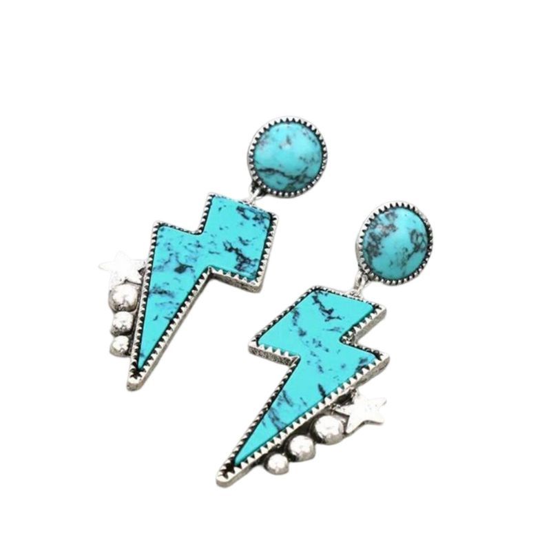1 paio di orecchini a bottone in stile etnico esagerati, con lucentezza brillante, orecchini a forma di stella a cinque punte, accessori di abbigliamento_voghion.com