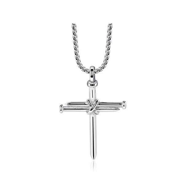 Collana con ciondolo a croce in acciaio inossidabile da uomo - Catena in acciaio al titanio ipoallergenico, resistente e anti-ossidazione, gioielli gotici minimalisti_voghion.com