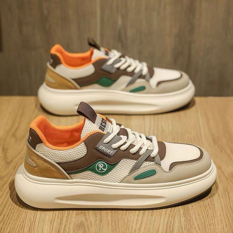 Summer New Breathable Mesh For Men Korean Style Trendy Versatile Thick-Soled Sneakers Casual Dad Shoes_voghion.com