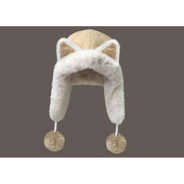 Cute Fox Plush for Children's Winter Cold and Fashionable Versile Dual Ball Warmth Thickened Ear Protection Lei Feng_voghion.com