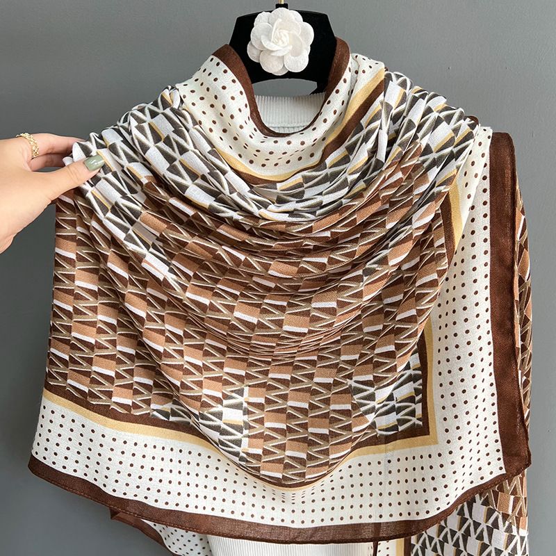 New letter fashionable western-style silk women's multifunctional Korean version simple outer shawl autumn winter cotton_voghion.com