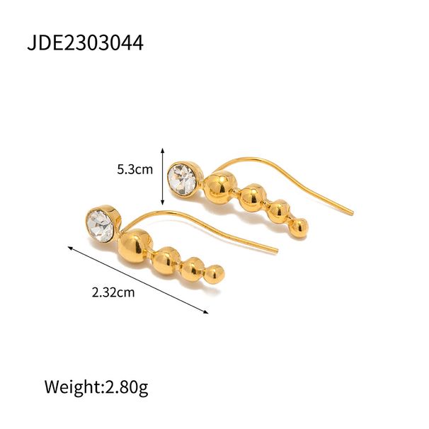 INS Fengwang Red New Titanium Donna Oro Acciaio Inossidabile Zircone Intarsiato Orecchini Gioielli di Moda_voghion.com