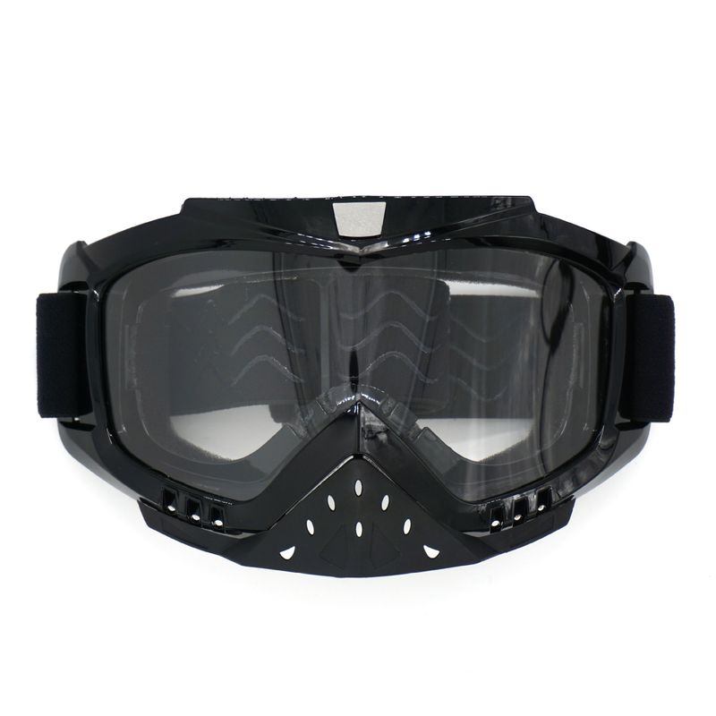 Occhiali da ciclismo, occhiali da moto, protezione per il naso piccola, montatura nera brillante, fascia elastica in pelle scamosciata antiscivolo, occhiali sportivi antivento con protezione solare_voghion.com
