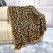Couverture décontractée en tricot épais, douce et doublée de polaire, imprimé léopard, automne/hiver_voghion.com