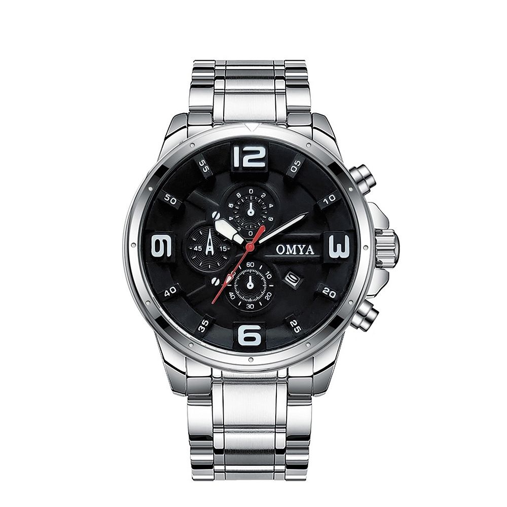 Voděodolné pánské hodinky s řemínkem z nerezové oceli a kalendářem, quartzové hodinky_voghion.com