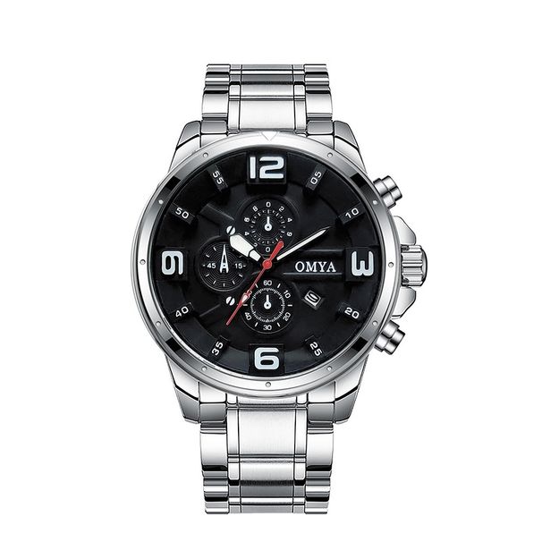 Voděodolné pánské hodinky s řemínkem z nerezové oceli a kalendářem, quartzové hodinky_voghion.com