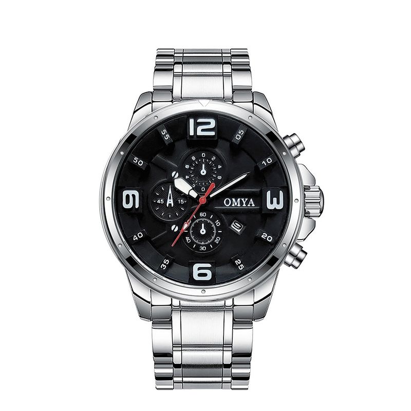 Montre étanche pour homme, bracelet en acier inoxydable, avec calendrier, à quartz, pour le travail_voghion.com