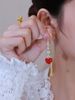 Women's earrings temperament diamond-encrusted red love ear wire earrings 2022 new trendy personality long tassel earrings for women_voghion.com