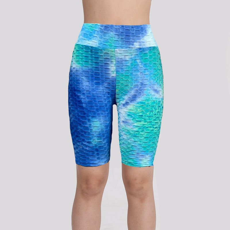 Women's Ink Jacquard Tie-Dye Bubble Shorts Yoga Fitness Sports Pants_voghion.com