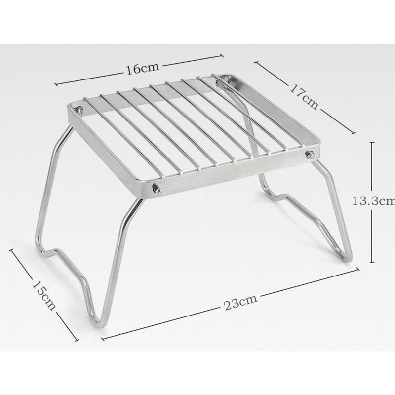 Outdoor stove head portable foldable kettle stainless steel striped grid mini baking tray bracket_voghion.com