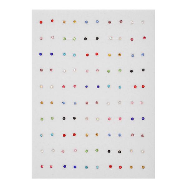 50 paia di colori misti e dimensioni di orecchini in scatola con strass, set di orecchini con ago in plastica, fornitura di bancarelle_voghion.com